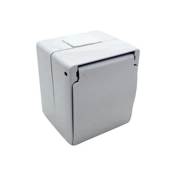 Mutlusan  Sıva Üstü Nemliyer Kapaklı Topraklı Priz ürün görseli 1