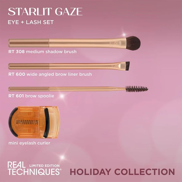 Real Techniques RT-7210 Starlit Gaze Eye and Lash Limited Edition Göz ve Kirpik Makyaj Fırça Seti - Resim 3