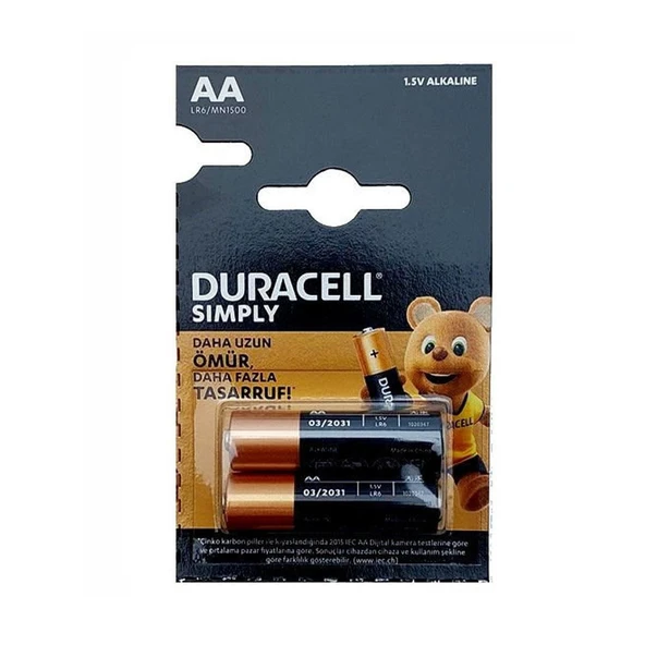 Duracell Simply Normal Kalem Pil AA (2 adet Pil) ürün görseli 1