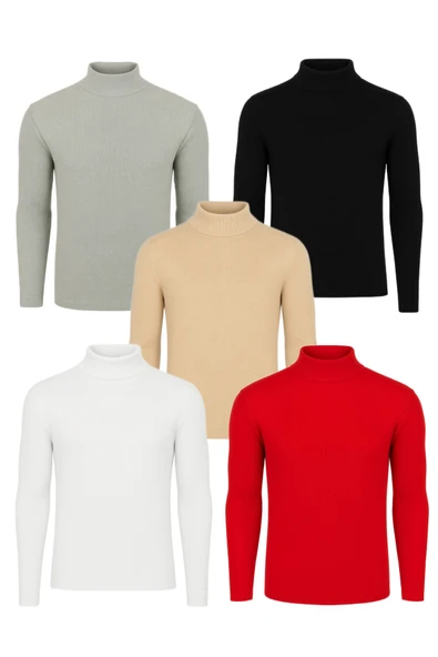 ribac 5'li Paket Yarım Boğazlı Erkek Kazak ürün görseli