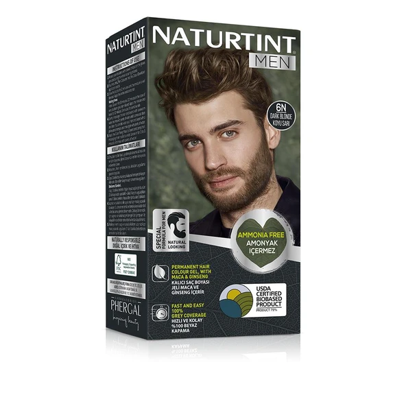 Naturtint Men 6N Koyu Sarı Erkekler için Doğal Saç Boyası 170ML ürün görseli 1