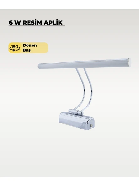 6W Ledli Kuğu Aplik  Beyaz Işık, Krom Flüt Aplik ürün görseli 1