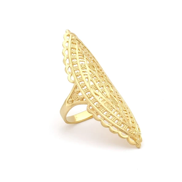 Altın Kaplama Hint Model Desenli Yüzük YZK-510 - Resim 3