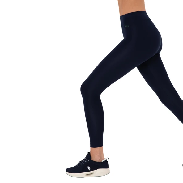 Kadın Lacivert Yüksek Bel Spor Tayt - Resim 4