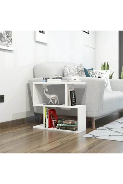 Decormet Lale Yan Sehpa Beyaz ürün görseli