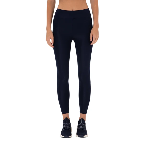 Kadın Lacivert Yüksek Bel Spor Tayt - Resim 2