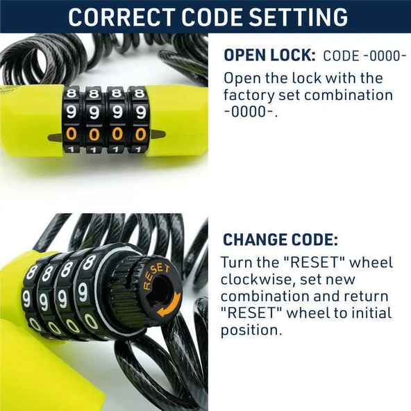 URBAN SECURITY UR446 ŞİFRELİ HALAT KİLİT - Resim 6