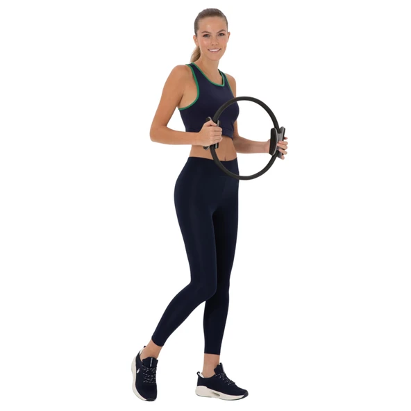 Kadın Lacivert Yüksek Bel Spor Tayt - Resim 3