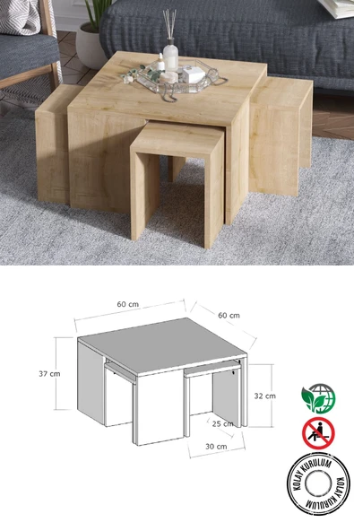 Decormet Ortanca Sehpa Safir Meşe - Resim 2