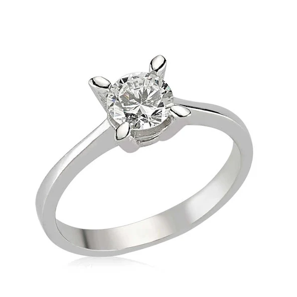 Gümüş Tek Taş Bayan Yüzük ürün görseli 1