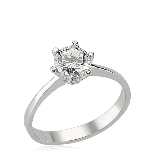 Gümüş Tek Taş Bayan Yüzük ürün görseli 1