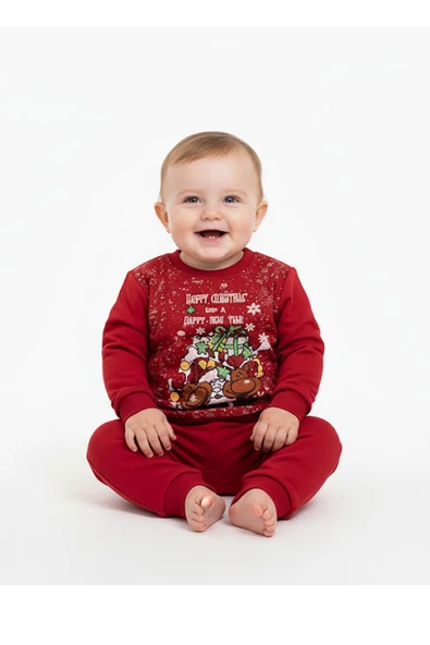 Unisex Bebe Takım Noellik Baskılı - Resim 2