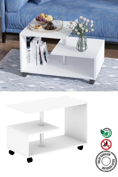 Decormet Karanfil Sehpa Beyaz - Resim 9