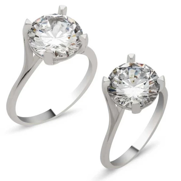 Gümüş Tek Taş Bayan Yüzük ürün görseli 1