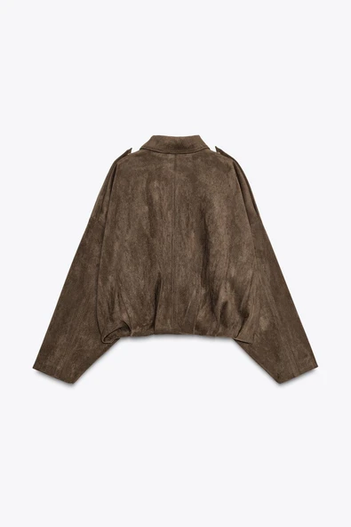 Süet Apoletli Bomber Ceket - 8