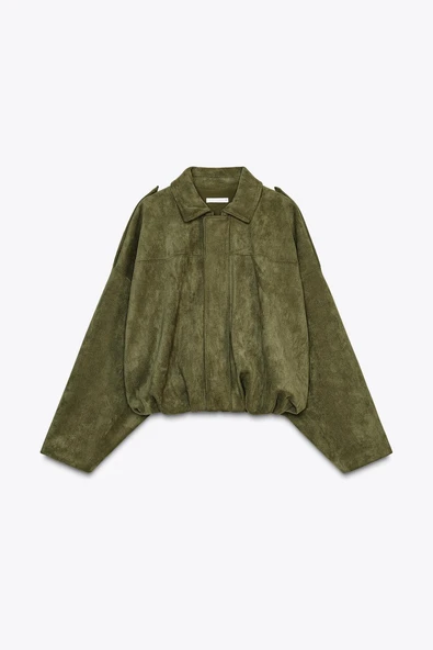 Süet Apoletli Bomber Ceket - 4