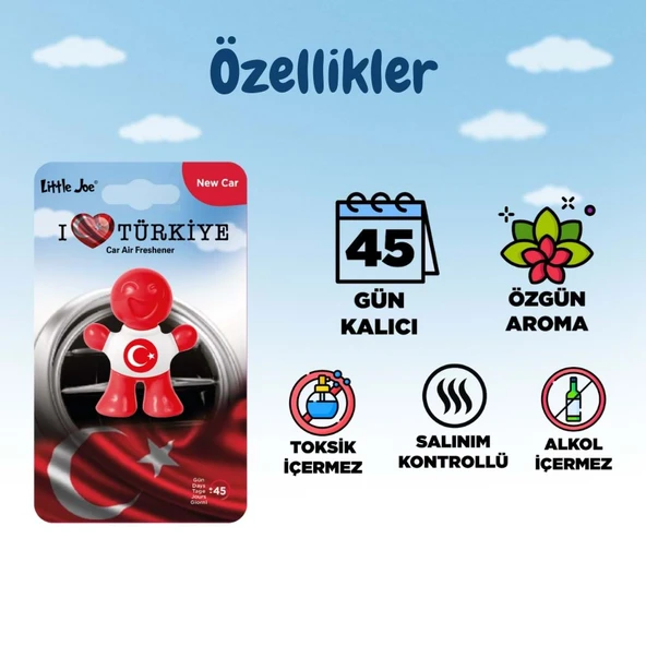 Little Joe Türkiye'yi Seviyorum Yeni Araç Kokusu (New Car)-45 Gün-Oto Kokusu Kalıcı Klima Parfüm - 2