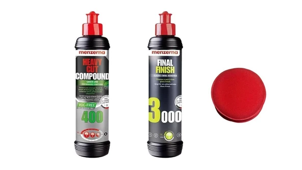 MENZERNA 400 GREEN-3000 KALIN PASTA HARE CİLA SETİ 250 ML UYGULAMA PEDİ HEDİYE