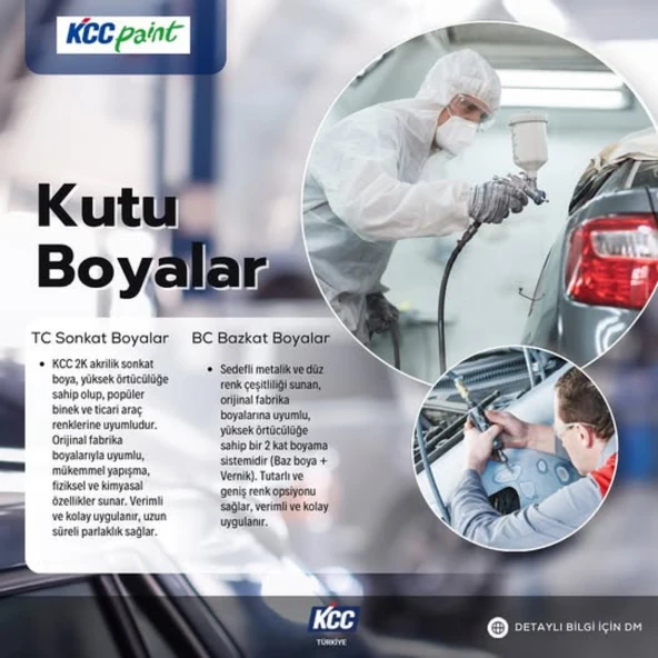 KCC Bazkat Boya 1LT 2. GRUP – Orijinal Renk Uyumlu Metalik ve Sedefli Otomotiv Baz Kat Boyası - 4