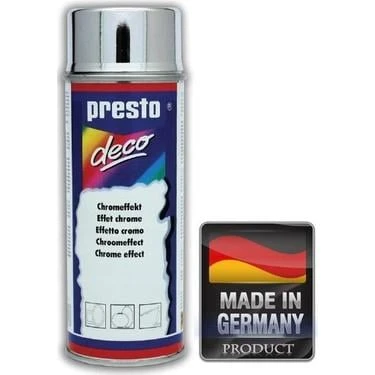 Presto Krom Nikelaj Sprey Boya – Ayna Etkili Metalik Görünüm, 400 ml