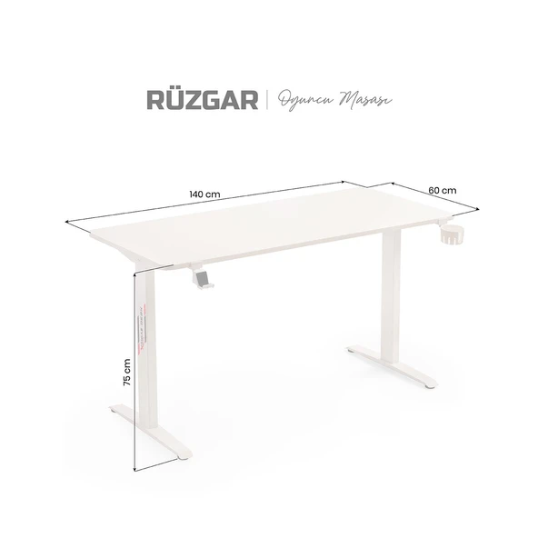 xDrive Rüzgar Oyuncu Masası Beyaz (140x60) - Resim 6