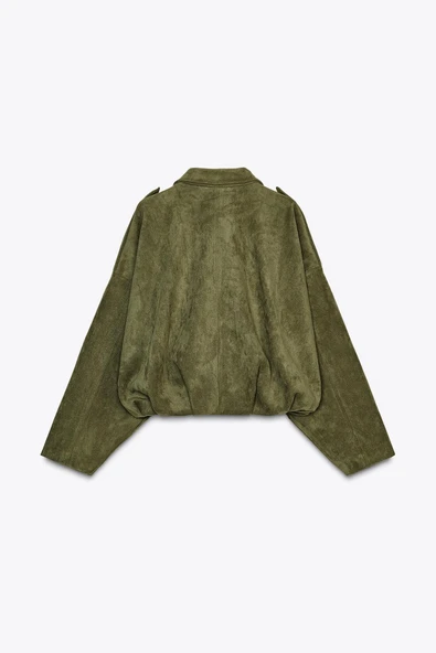Süet Apoletli Bomber Ceket - 5