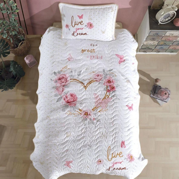 Clasy %100 Pamuk Tek Kişilik Yatak Örtüsü Dream V1 Bej ürün görseli