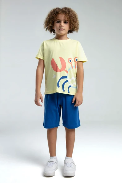 Roly Poly Crab Erkek Çocuk Regular Kalıp Kısa Kol Bermuda Şortlu Pijama Takım