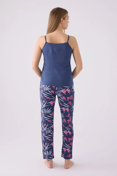 Pierre Cardin Kadın Mor Sabahlıklı Uzun Kol İp Askılı V Yaka 3'lü Pijama Takım - 6