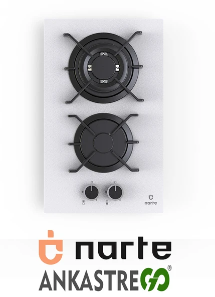 NARTE-CG20030B 30 CM DOMİNO GAZLI 1 GÖZÜ WOKLU OCAK-BEYAZ