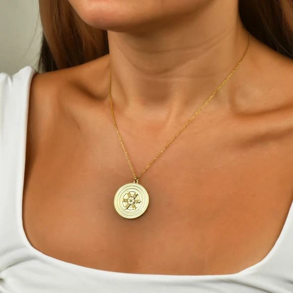 Atlantis Mandalası Gümüş Kolye - Resim 2