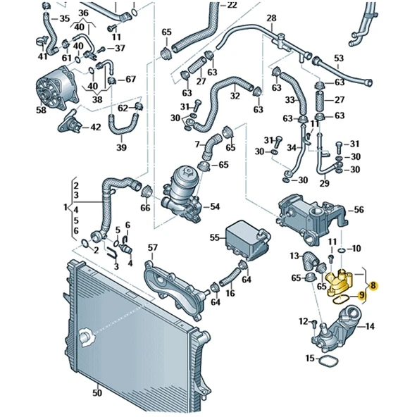 VW Touareg 2011-2014 3.0 Dizel EGR Ara Su Flanşı 059121506G - 3