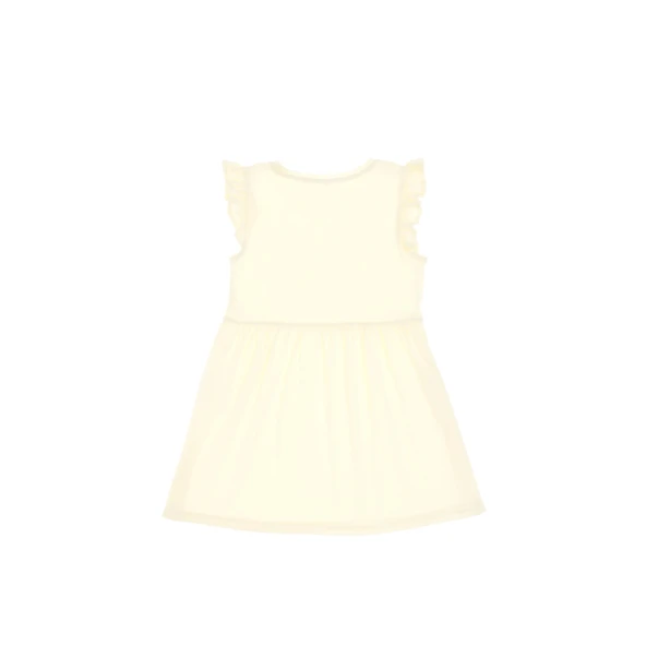 Kız Çocuk Limon Fırfır Kollu Bisiklet Yaka Pamuk Örme Elbise - Resim 5