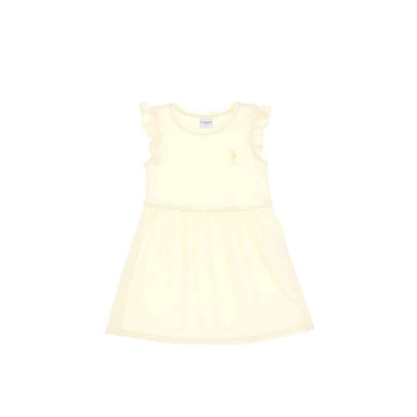 Kız Çocuk Limon Fırfır Kollu Bisiklet Yaka Pamuk Örme Elbise - Resim 4