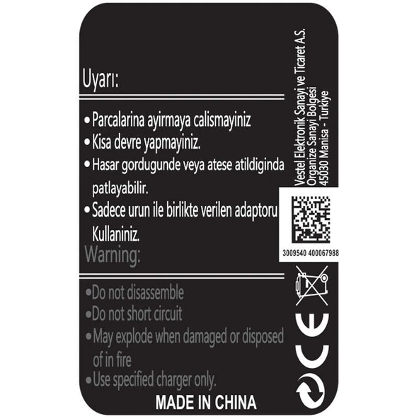 Zore Vestel Venüs 5000 A Kalite Uyumlu Batarya - 2