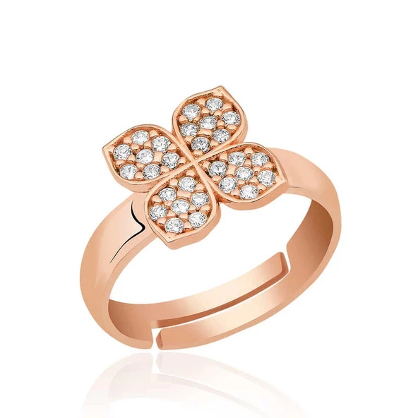 Gümüş Rose Rüzgar Gülü Çiçek Yüzük ürün görseli 1