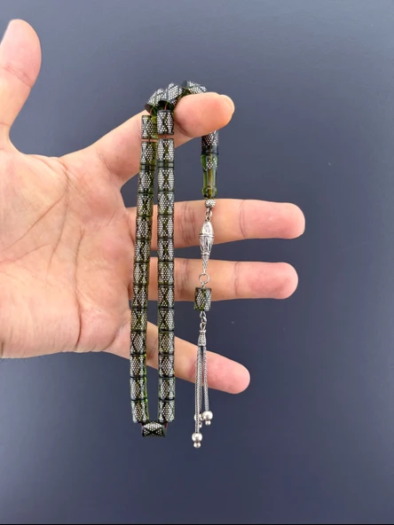 1000 AYAR İŞLEMELİ KAMİL PUĞ  ATEŞ KEHRİBAR 925 AYAR PÜSKÜL KESME KESİM 7,75X11mm - 2