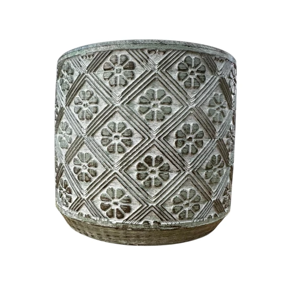 Bitki Tasarımı Ev dekorasyon Yeşil Eskitme Yonca Beton Saksı Çiçeklik Saksılık - Resim 3