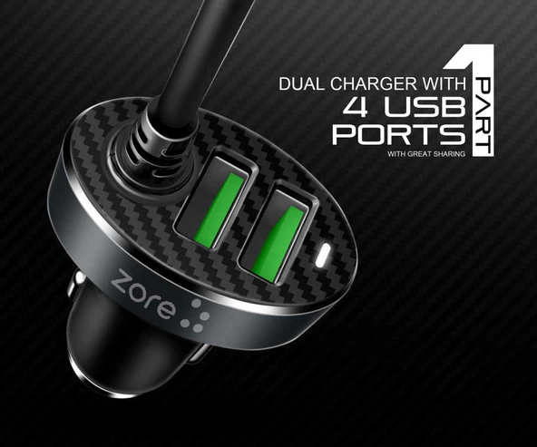 Zore ZR-C502 2+2 Araç Şarj Seti - Resim 3