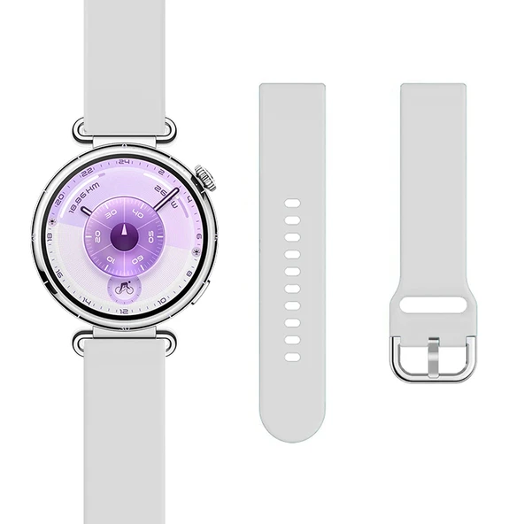 Huawei Watch GT6 41mm İle Uyumlu Yumuşak PureLux Soft Tokalı Silikon Kordon  Beyaz - Resim 4