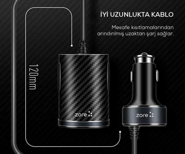 Zore ZR-C502 2+2 Araç Şarj Seti - Resim 4