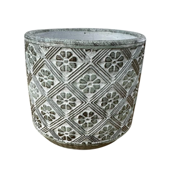 Bitki Tasarımı Ev dekorasyon Yeşil Eskitme Yonca Beton Saksı Çiçeklik Saksılık - Resim 4