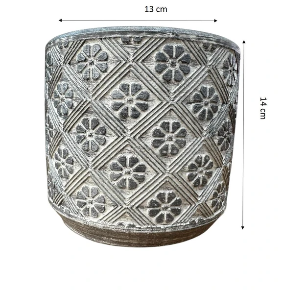 Bitki Tasarımı Ev dekorasyon Gri Yonca Beton Saksı Çiçeklik Saksılık - Resim 2