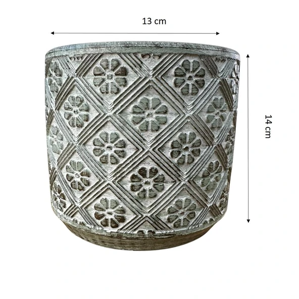 Bitki Tasarımı Ev dekorasyon Yeşil Eskitme Yonca Beton Saksı Çiçeklik Saksılık - Resim 2