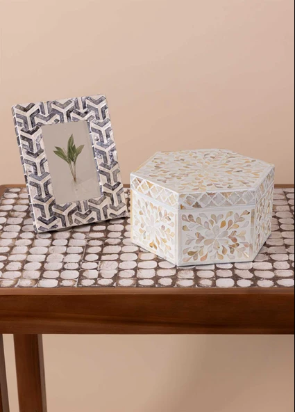 Sedef Altıgen Kutu 24x21x12 cm TLC0076 - Resim 2