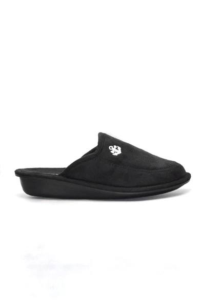 Erkek Siyah Kadife Kışlık Günlük Ev Terliği