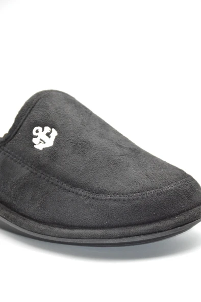 Erkek Siyah Kadife Kışlık Günlük Ev Terliği - 3