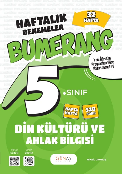 GÜNAY YAYINLARI 5.Sınıf Bumerang 32 Haftalık Din Kültürü Ve ürün görseli