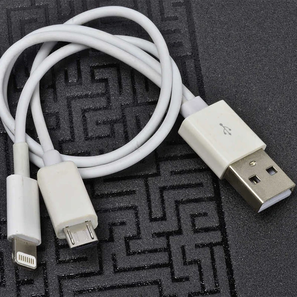Zore Çiftli Lightning-Micro Kısa Usb Kablo - Resim 3