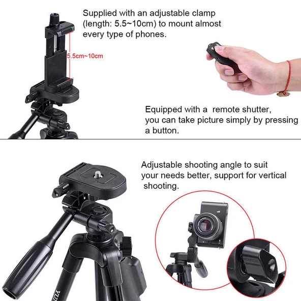 Zore Yunteng VCT 5208 Tam Orjinal Telefon Tripod - 5